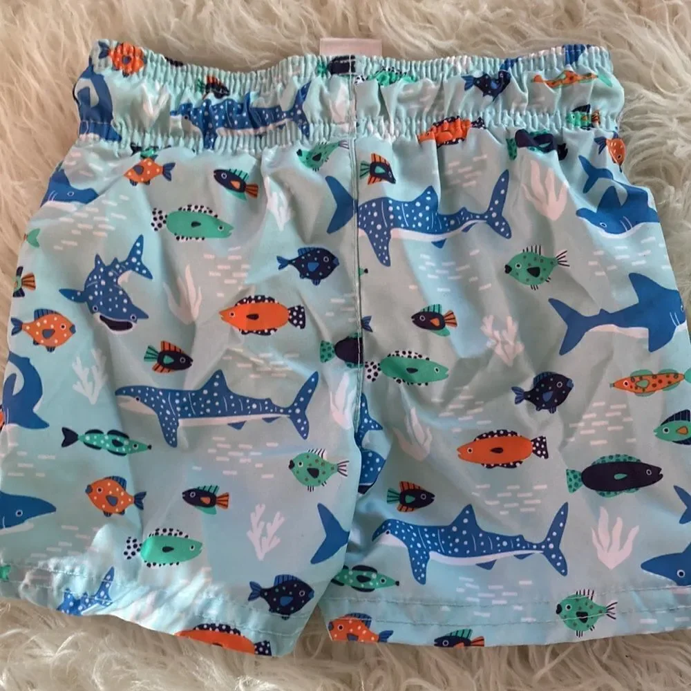 New Cat & Jack Swim trunks and New Flip Flops Trunks Size 12M Flip Flops Sz 6